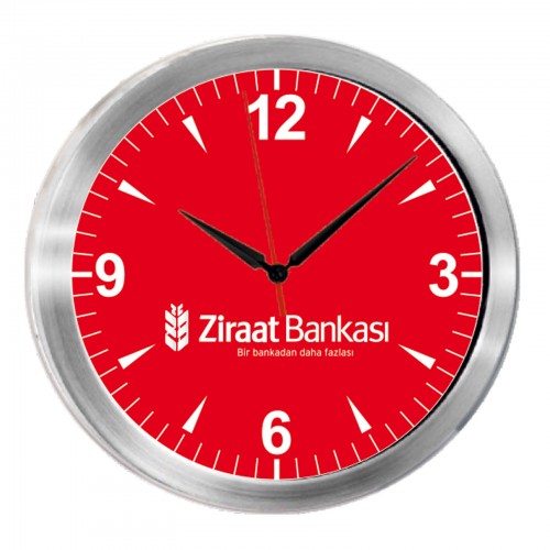 TRİTON091 GÜMÜŞ METAL KASA DUVAR SAATİ (350 MM)