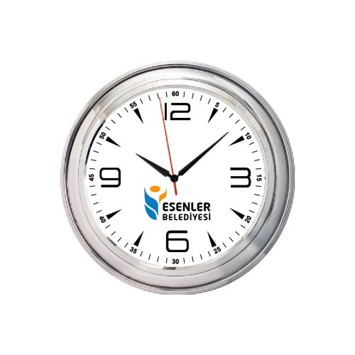 ASENA509 GÜMÜŞ METALİZE ÇERÇEVE DUVAR SAATİ (400 MM)