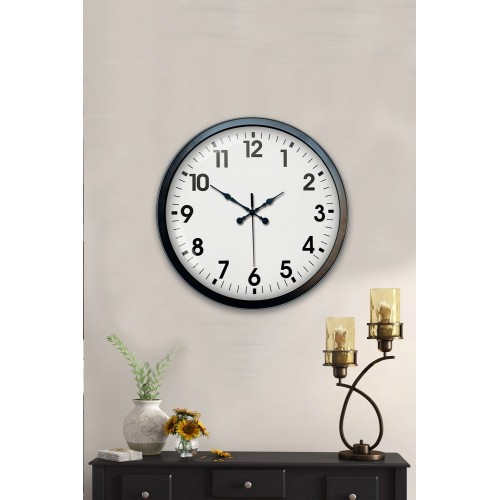 40 cm Siyah Metal Standart Duvar Saati – Standart Metal Siyah Kadran (PL-4001B)