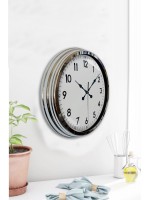Modern Klasik 40 cm Krom Metal Duvar Saati