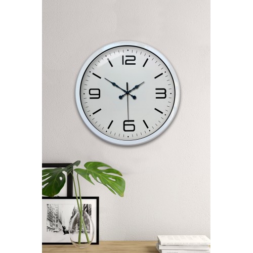 40 cm Beyaz Metal Modern Duvar Saati