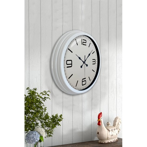 40 cm Beyaz Metal Modern Duvar Saati