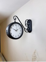Siyah Metal İstasyon Saati 36 x 25 cm