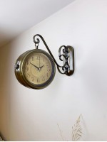 Eskitme Metal Retro İstasyon Saati 36 x 25 cm – Çift Taraflı Şık Dekoratif Saat