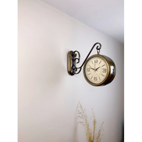 Eskitme Metal Old İstasyon Saati 36 x 25 cm