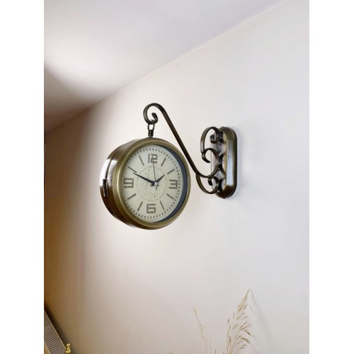 Eskitme Metal Old İstasyon Saati 36 x 25 cm