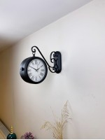 Siyah Metal Modern İstasyon Saati 36 x 25 cm