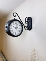 Siyah Metal Modern İstasyon Saati 36 x 25 cm