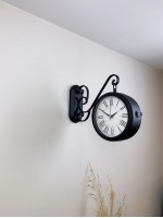 Siyah Metal Modern İstasyon Saati 36 x 25 cm