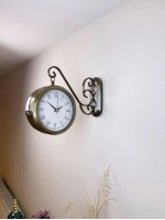 Eskitme Metal Romen İstasyon Saati 36 x 25 cm – Çift Taraflı Dekoratif ve Şık Tasarım