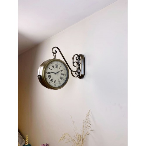 Eskitme Metal Nostalji İstasyon Saati 36 x 25 cm