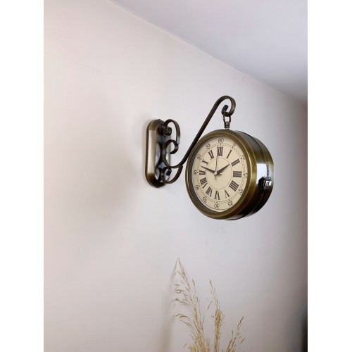Eskitme Metal Nostalji İstasyon Saati 36 x 25 cm