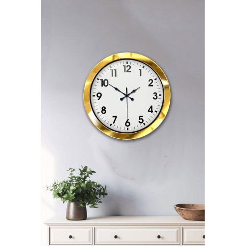 36 cm Gold Metal Standart Duvar Saati