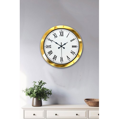 36 cm Gold Metal Roma Rakamlı Duvar Saati