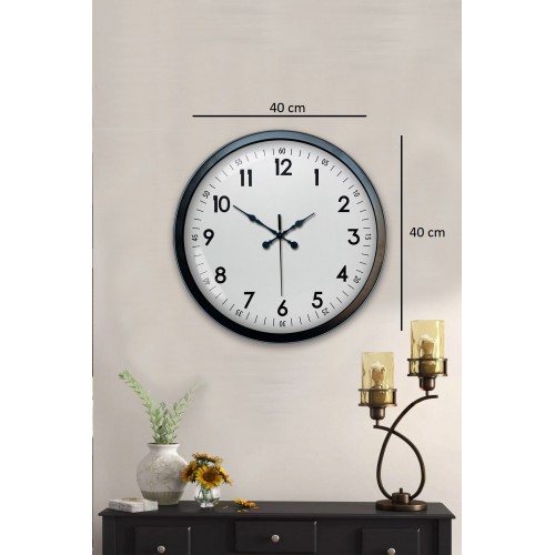 40 cm Siyah Metal Standart Duvar Saati – Standart Metal Siyah Kadran (PL-4005B)