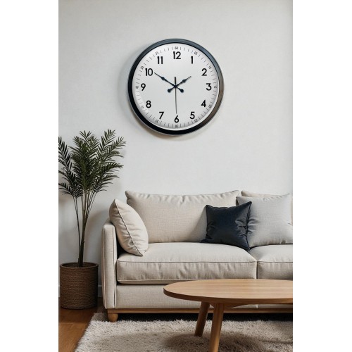 40 cm Siyah Metal Standart Duvar Saati – Standart Metal Siyah Kadran (PL-4005B)