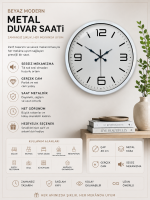 40 cm Beyaz Metal Modern Duvar Saati