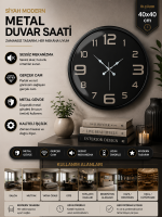 40 cm Siyah Metal Modern Duvar Saati
