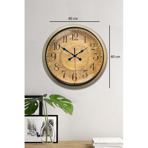 Bronz Nostalji 40 cm Metal Eskitme Duvar Saati