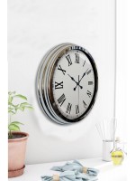 Krom Roma Rakamlı 40 cm Metal Modern Duvar Saati