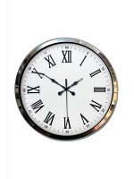Krom Roma Rakamlı 40 cm Metal Modern Duvar Saati