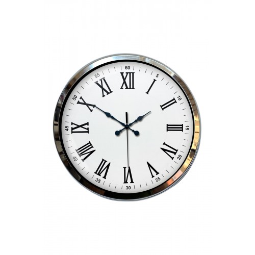 Krom Roma Rakamlı 40 cm Metal Modern Duvar Saati