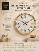 Gold Şık 40 cm Metal Roma Rakamlı Duvar Saati
