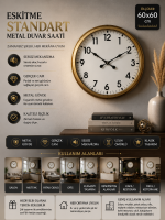 60 cm Eskitme Metal Standart Duvar Saati