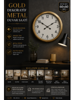 60 cm Gold Metal Dekoratif Duvar Saati – Dekoratif Metal Rakamlı