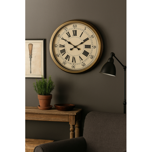 60 cm Eskitme Metal Eskitme Kadran Duvar Saati
