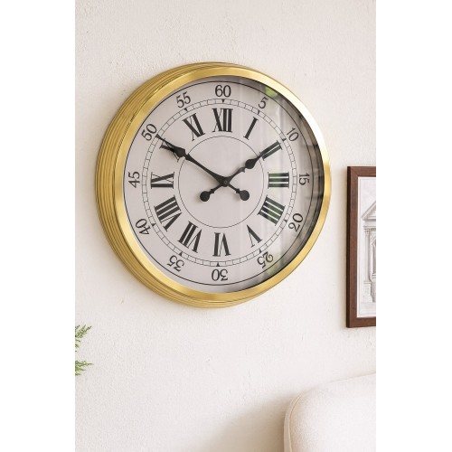 60 cm Gold Metal Dekoratif Roma Rakamlı Duvar Saati – Retro Metal Roma Rakamlı