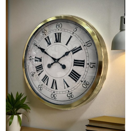 60 cm Gold Metal Dekoratif Roma Rakamlı Duvar Saati – Retro Metal Roma Rakamlı