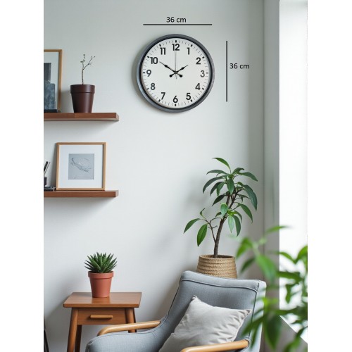 36 cm Gri Standart Dekoratif Duvar Saati