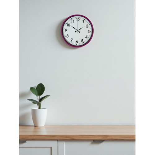 36 cm Pembe Dekoratif Duvar Saati – Rakamlı Beyaz Kadran (PP-3601P)