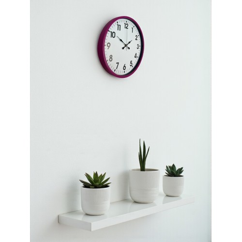 36 cm Pembe Dekoratif Duvar Saati – Rakamlı Beyaz Kadran (PP-3601P)