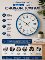 36 cm Mavi Roma Rakamlı Duvar Saati – Roma Rakamlı (PP-3655M)