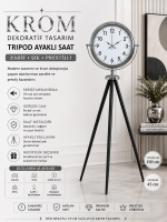 Krom Dekoratif Tasarım Tripod Ayaklı Saat