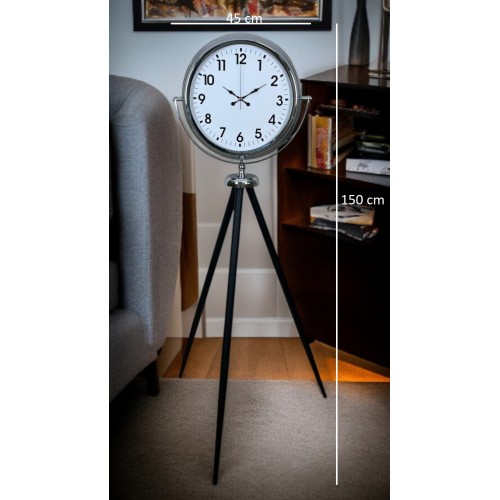 Krom Dekoratif Tasarım Tripod Ayaklı Saat