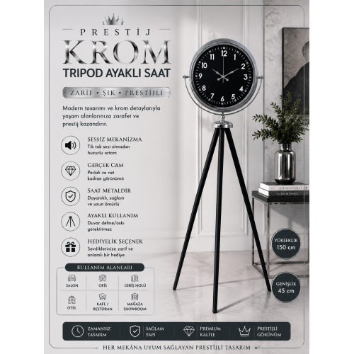 Prestige Krom Tripod Ayaklı Saat