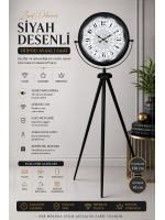 Siyah Desenli Şık Tripod Ayaklı Saat
