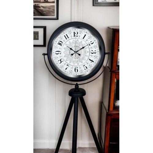 Siyah Desenli Şık Tripod Ayaklı Saat