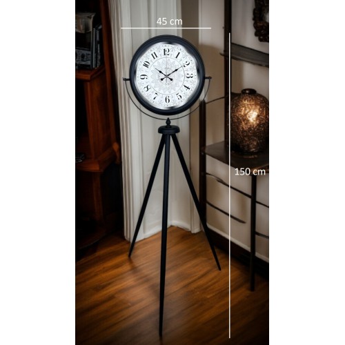 Siyah Desenli Şık Tripod Ayaklı Saat