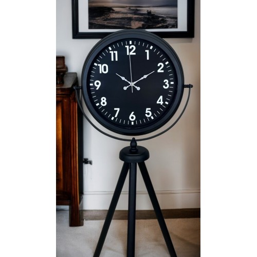 Siyah Asil Standart Stil Tripod Ayaklı Saat