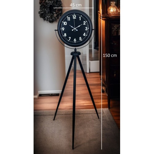 Siyah Asil Standart Stil Tripod Ayaklı Saat