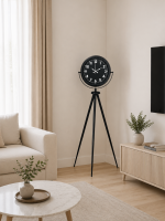 Siyah Asil Standart Stil Tripod Ayaklı Saat