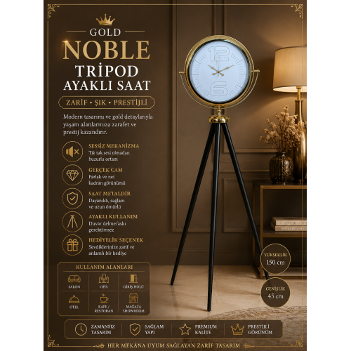 Gold Noble Radiance Tripod Ayaklı Saat