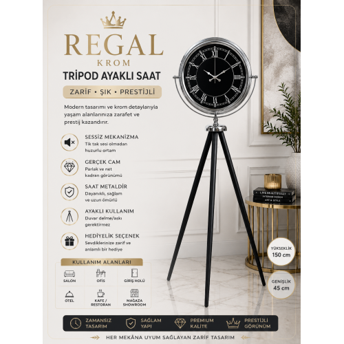 Regal Krom Tripod Ayaklı Saat