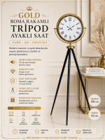 Gold Roma Rakamlı Lüks Tripod Ayaklı Saat