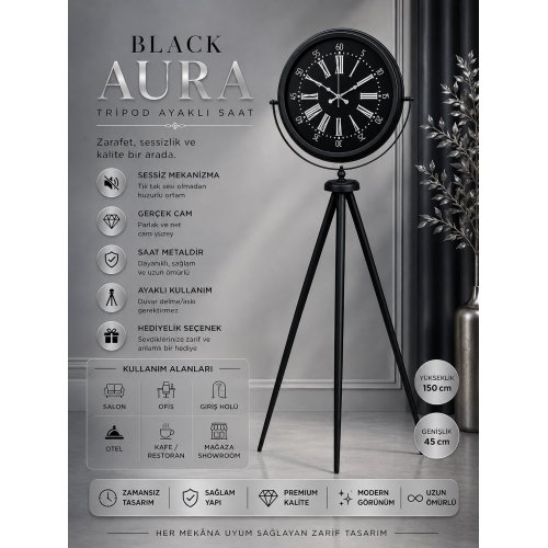 Black Aura Tripod Ayaklı Saat