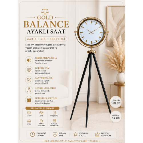 Gold Balance Tripod Ayaklı Saat